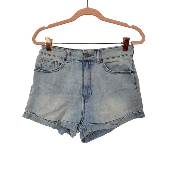 Kendall & Kylie Blue Denim Light Wash Shorts Cuffed Size 26 - Picture 1 of 8